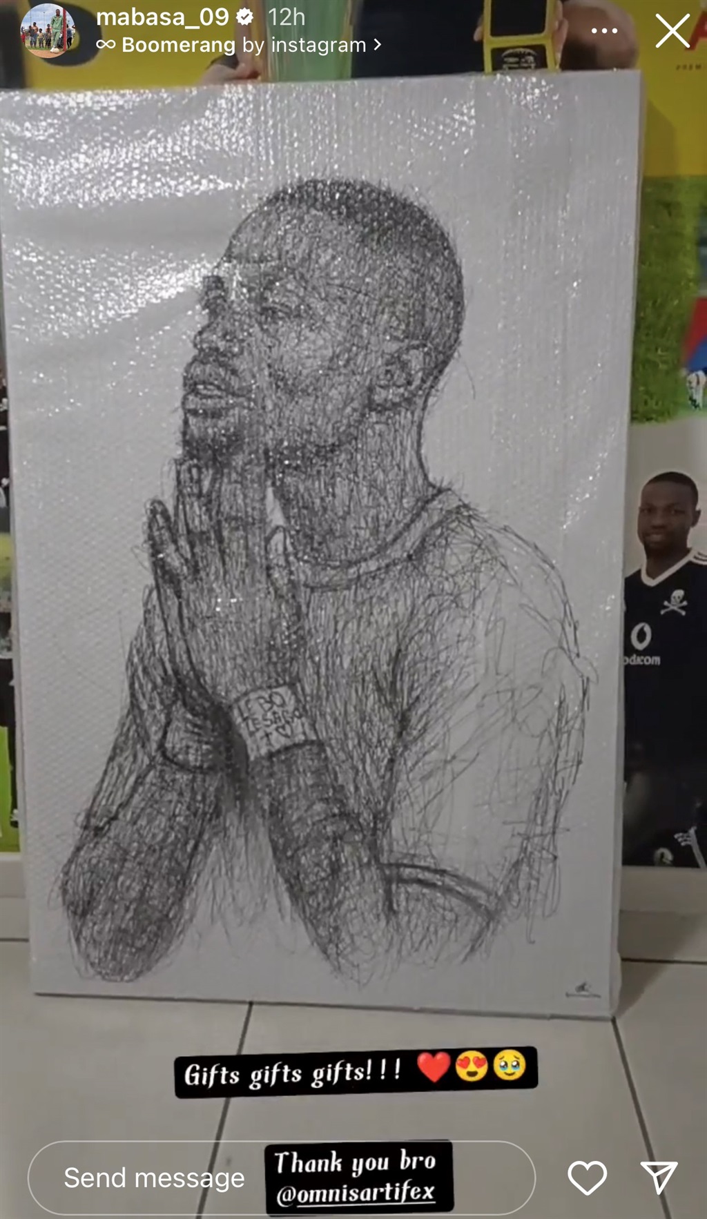Tshegofatso Mabasa's scribble drawing portrait.