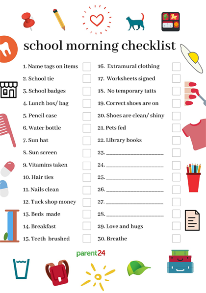 PRINTABLE: School morning checklist | News24