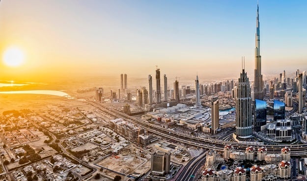 Dubai, Burj Khalifa, United Arab Emirates, Sunset, Cityscape