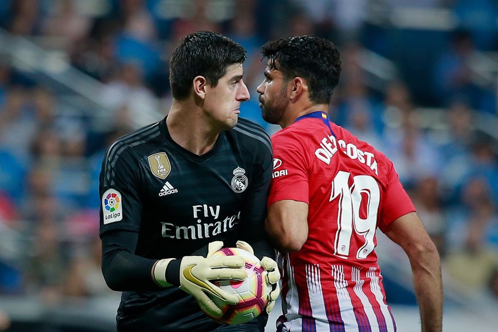 Real Madrid goalkeeper Thibaut Courtois and Athletico Madrid striker Diego Costa.
Photo: Supplied 