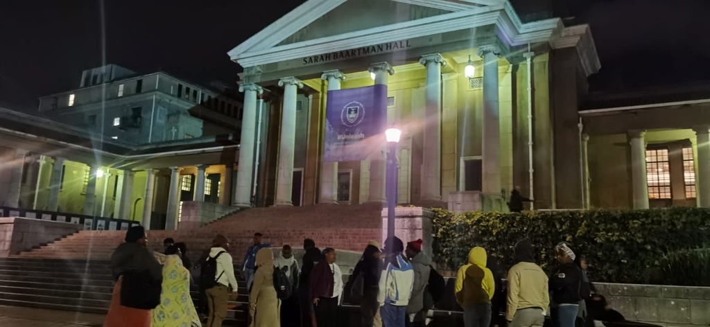 Protesting UCT students hosted a night vigil.
