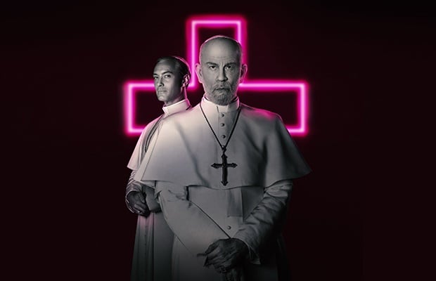 John Malkovich and Jude Law in 'The New Pope'. (Photo supplied: Showmax)