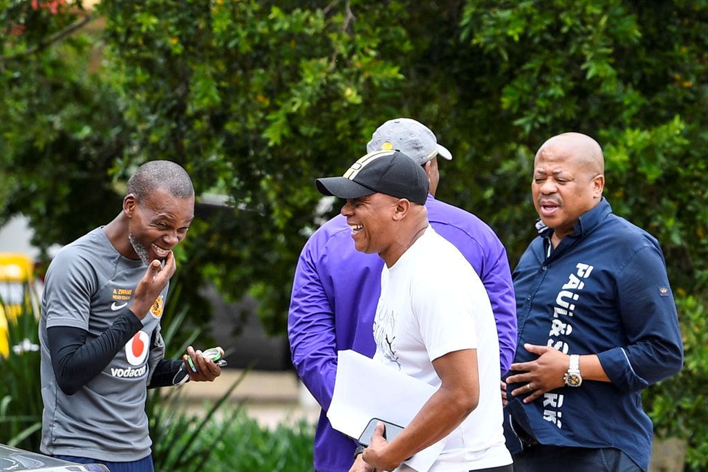 Arthur Zwane , Doctor Khumalo and Bobby Motaung during the Kaizer Chiefs media open day at Kaizer Chiefs Village on February 16, 2023 in Johannesburg, South Africa. 