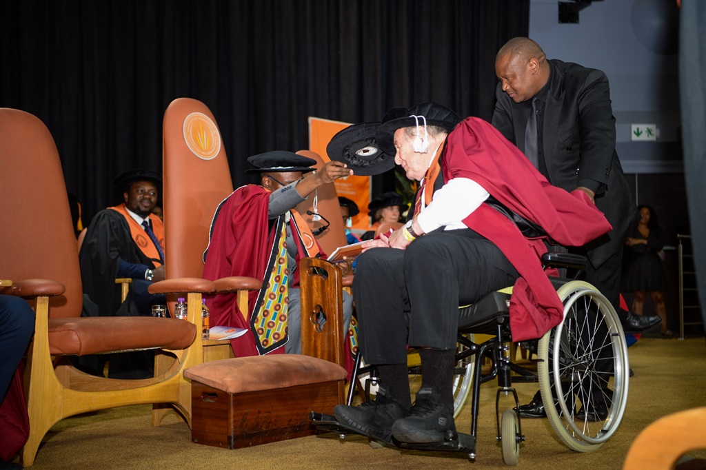 Robert Jeffrey conferred by VC Letlhokwa Mpedi, at