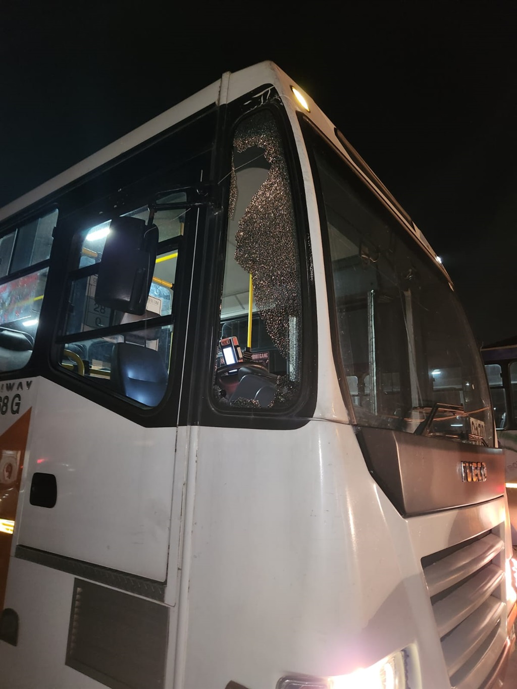 Putco bus that sustained damage after being hijack