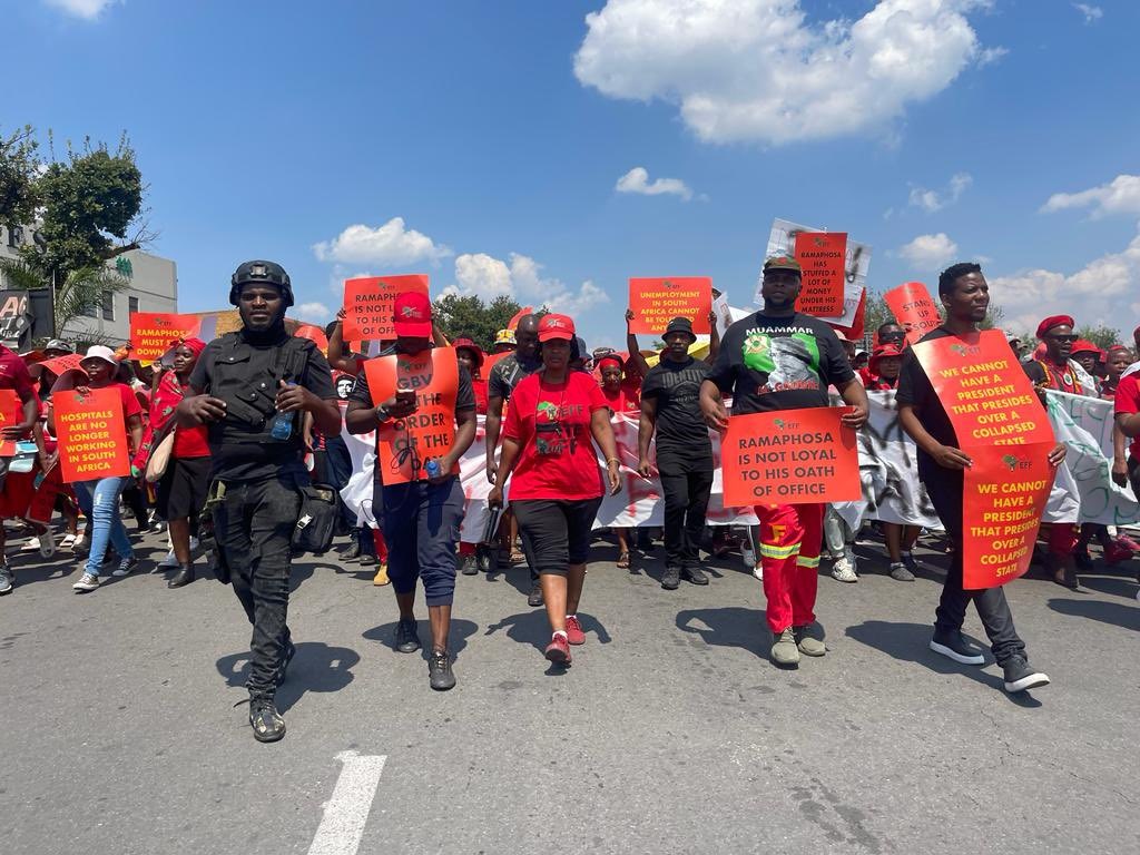 EFF members took to the streets on Monday morning.