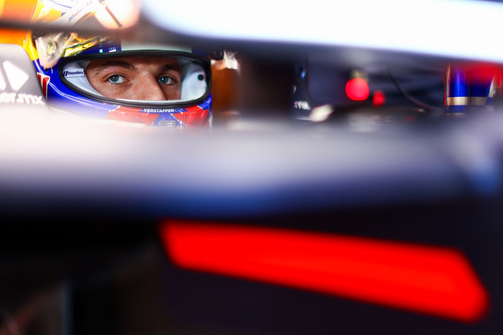 Max Verstappen of the Netherlands and Oracle Red Bull Racing prepares to drive in the garage during qualifying ahead of the F1 Grand Prix of Australia at Albert Park Circuit on 23 March 2024 in Melbourne, Australia. (Mark Thompson/Getty Images)