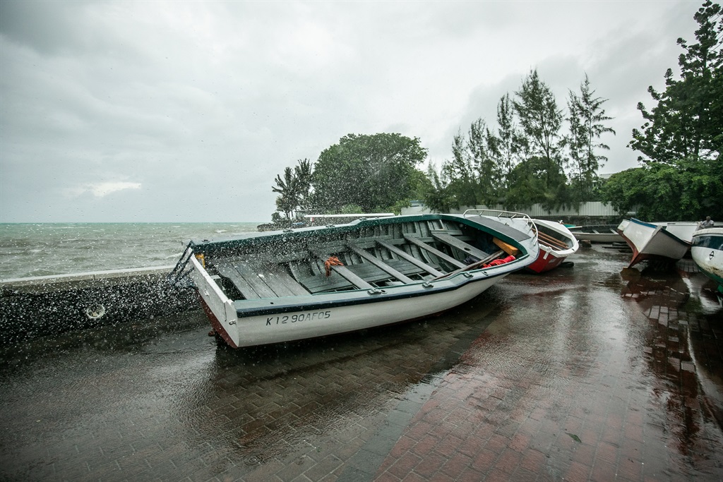 This image shows the fishing village of Mahebourg, Mauritius, on February 20, 2023 as Cyclone Freddy approached. The Mauritius Meteorological Services (MMS) has issued a Class 3 cyclone warning, saying estimated gusts in the centre of Cyclone Freddy could reach around 275 kilometres (170 miles) an hour.