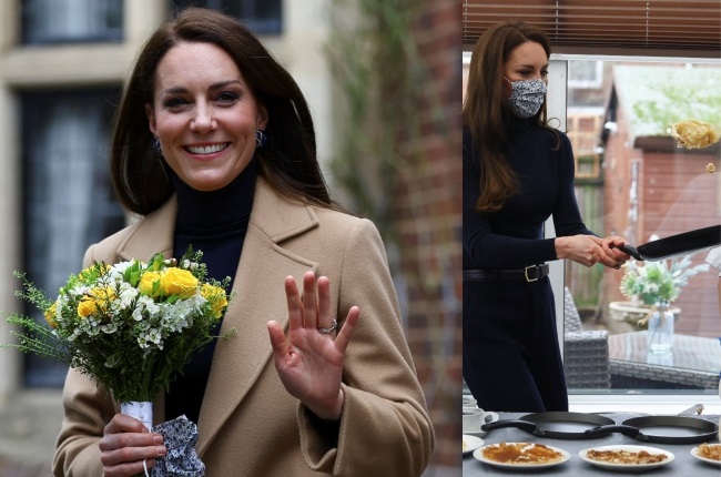 Kate, Princess of Wales, joined in the pancake fun during a visit to a nursing home on Shrove Tuesday. (PHOTO: Gallo Images/Getty Images)