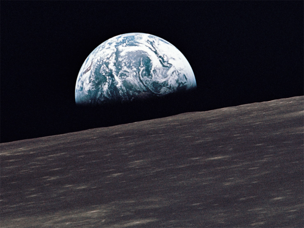 A photo of Earth "rising" over the moon taken by Apollo 10 astronauts.