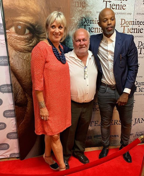 Thapelo Mokoena walks the red carpet at the private premier and screening of Dominee Tienie.
Photo: Instagram