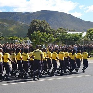 The firefighters who tirelessly battled to bring a raging fire in the Overstrand area under control, held a parade, thanking the community for their support. (Carl-Daniel Steyn)