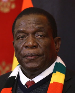 President of Zimbabwe Emmerson Mnangagwa is during