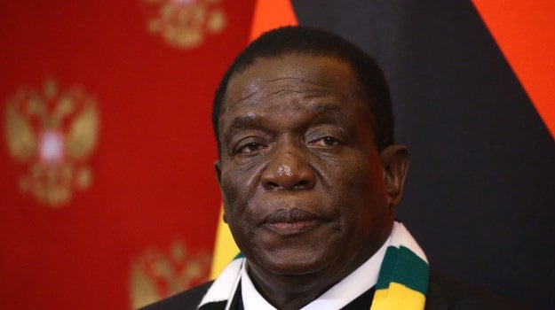 President of Zimbabwe Emmerson Mnangagwa is during a Russian-Zimbabwean meeting at the Kremlin, in Moscow, in January 2019 (Mikhail Svetlov/Getty Images)