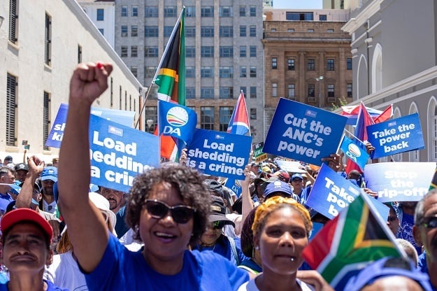 DA supporters during a recent protest against load shedding. 