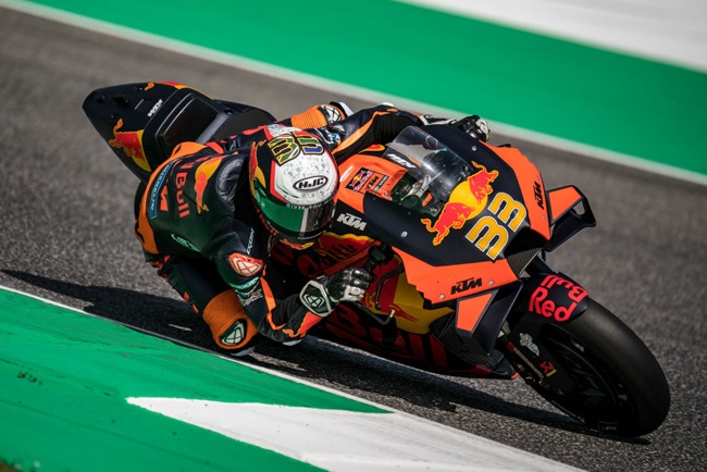 Brad Binder of South Africa and Red Bull KTM Factory Racing rides at Mugello Circuit on May 29, 2021 in Scarperia, Italy. 