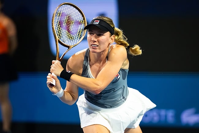 Ekaterina Alexandrova in action against Iga Swiatek in the fourth round of the Miami Open at Hard Rock Stadium on 25 March 2024. (Robert Prange/Getty Images)