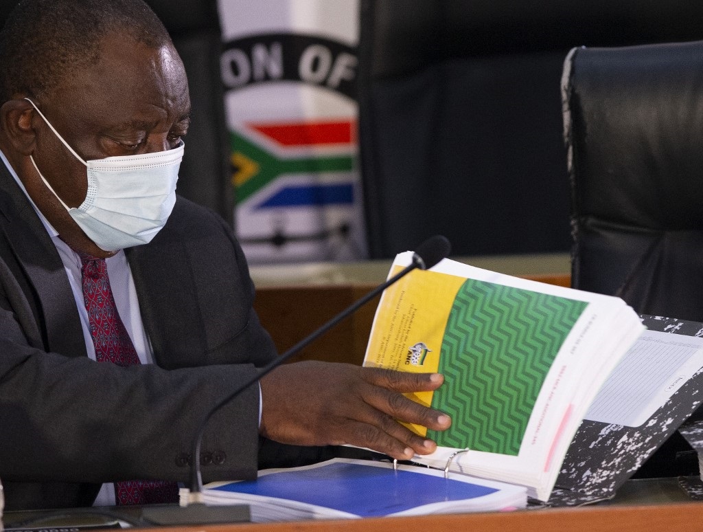 President Cyril Ramaphosa arrives on day 2 of his appearance on behalf of the ruling party African National Congress at the Zondo Commission of Inquiry.