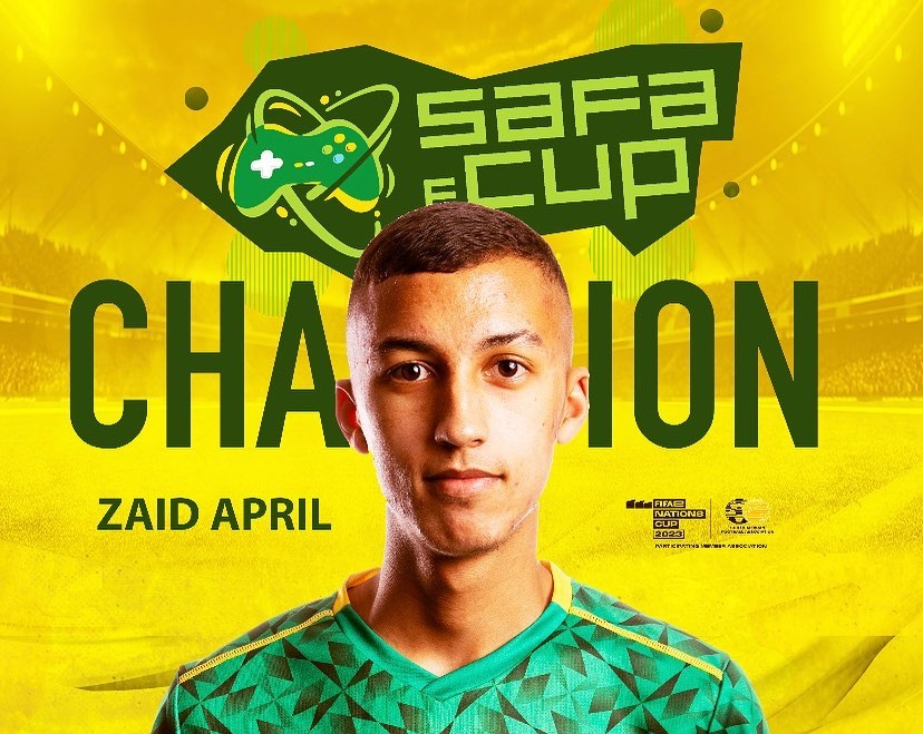 SAFA eCup champion, Zaid April from Goliath Gaming.