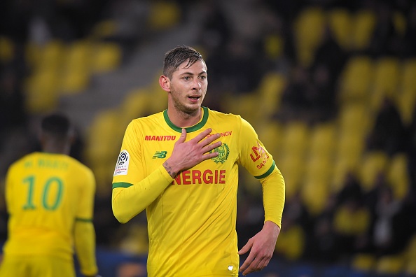 Nantes' Argentinian forward Emiliano Sala gestures during the French L1 football match Nantes vs Montpellier 