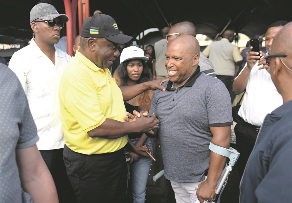 ANC president Cyril Ramaphosa greets members of the public during a walkabout in Durban Picture: Felix Dlangamandla