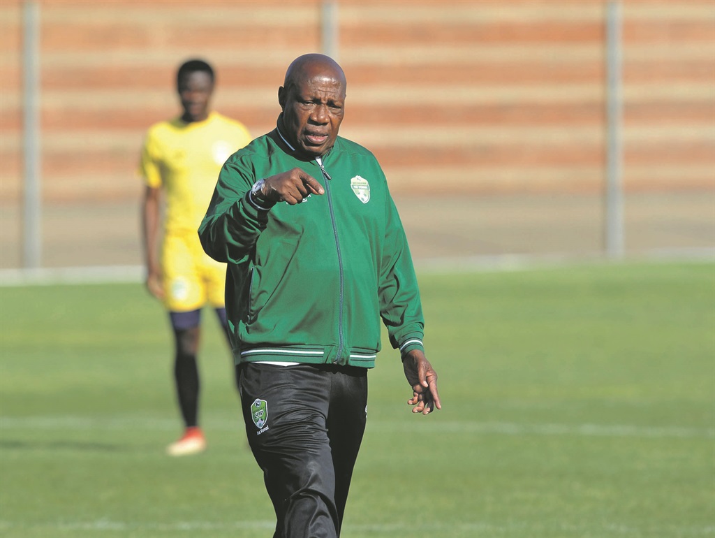 Shakes Mashaba says that, if he had his way, he would arrive at his team’s cup fixture today clad in a jacket split into his club’s orange and Nedbank Cup’s green Picture: Sydney Mahlangu /BackpagePix
