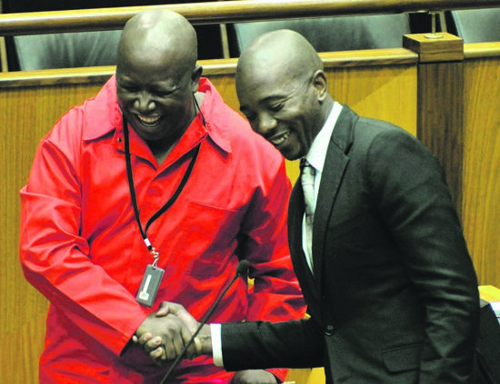 EFF leader Julius Malema and DA leader Mmusi Maimanein happier times Picture: Elmond Jiyane / gcis