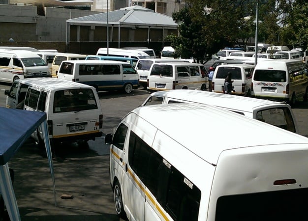 Minibus taxis park at a rank in Sandton. (Duncan Alfreds, News24, file)