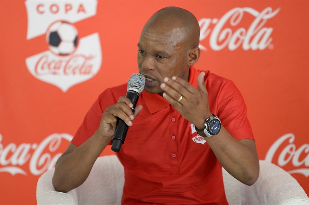 Jabu Mahlangu (COPA Coca-Cola Ambassador) during the 2018 Copa Coca-Cola National Final Press Conference at Clapham High School on September 19, 2018 in Pretoria, South Africa. 