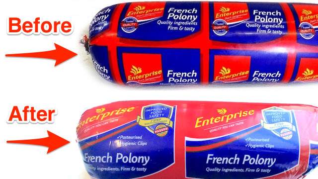 Enterprise polony packaging before and after