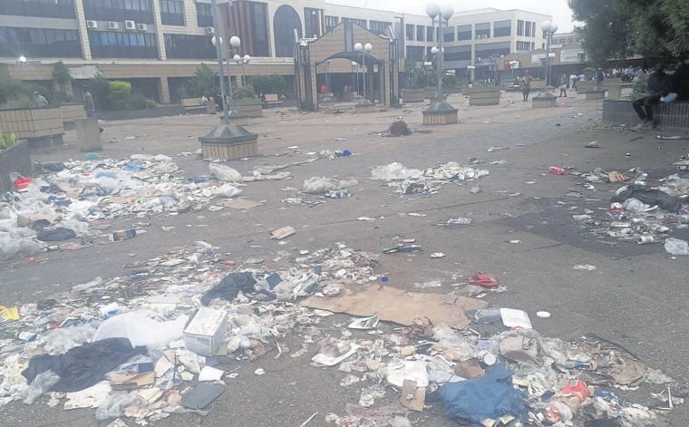 Rubbish strewn outside the King Sabata Dalindyebo municipal offices in Mthatha. Picture: Ziyanda Zweni