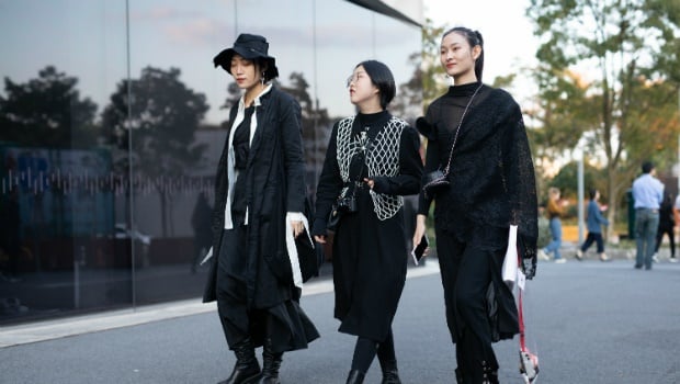 A group of friends attend Fashion Week in Shanghai, China