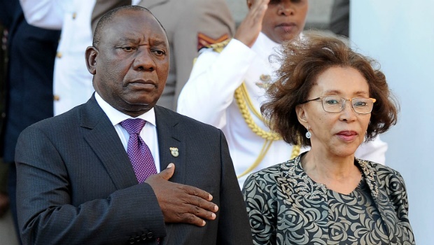 First Lady Tshepo Motsepe with President Cyril Ramaphosa at the State of the Nation Address in 2018