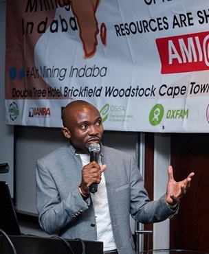 Felix Ngosa, chairperson of the committee organising the Alternative Mining Indaba, speaking at the 10th anniversary of the event on Monday. 