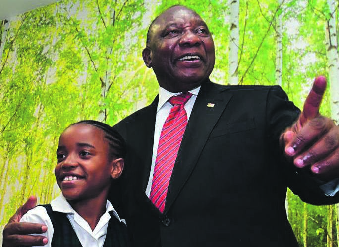 PROUD MOMENT President Cyril Ramaphosa visited Daisy Ngedle at her school, Clarendon Preparatory School for girls, in East London after receiving her colourful letter. Pictures: GCIS