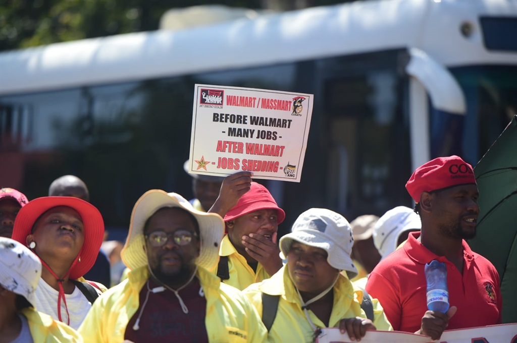 SACCAWU members marched to the American Embassy in