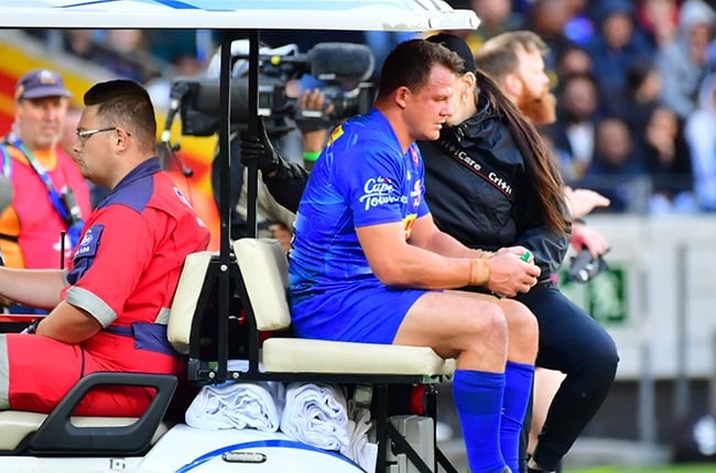 Stormers flank Deon Fourieleaves Cape Town Stadium with a knee injury on Saturday Grant Pitcher/Gallo Images)