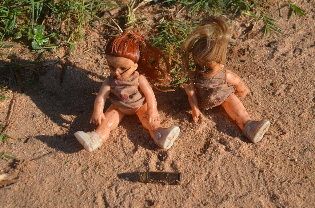 Dolls pierced with needles found buried next to the heads of the late Nwaxikonwana Khosa and her daughter Melphie Kubayi.         Photo by Oris Mnisi 