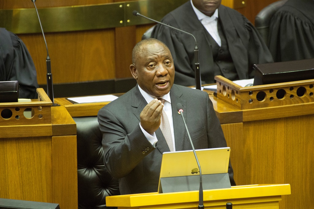 President Cyril Ramaphosa delivers his state of the nation address in Parliament. Picture: Rodger Bosch/Pool/Reuters