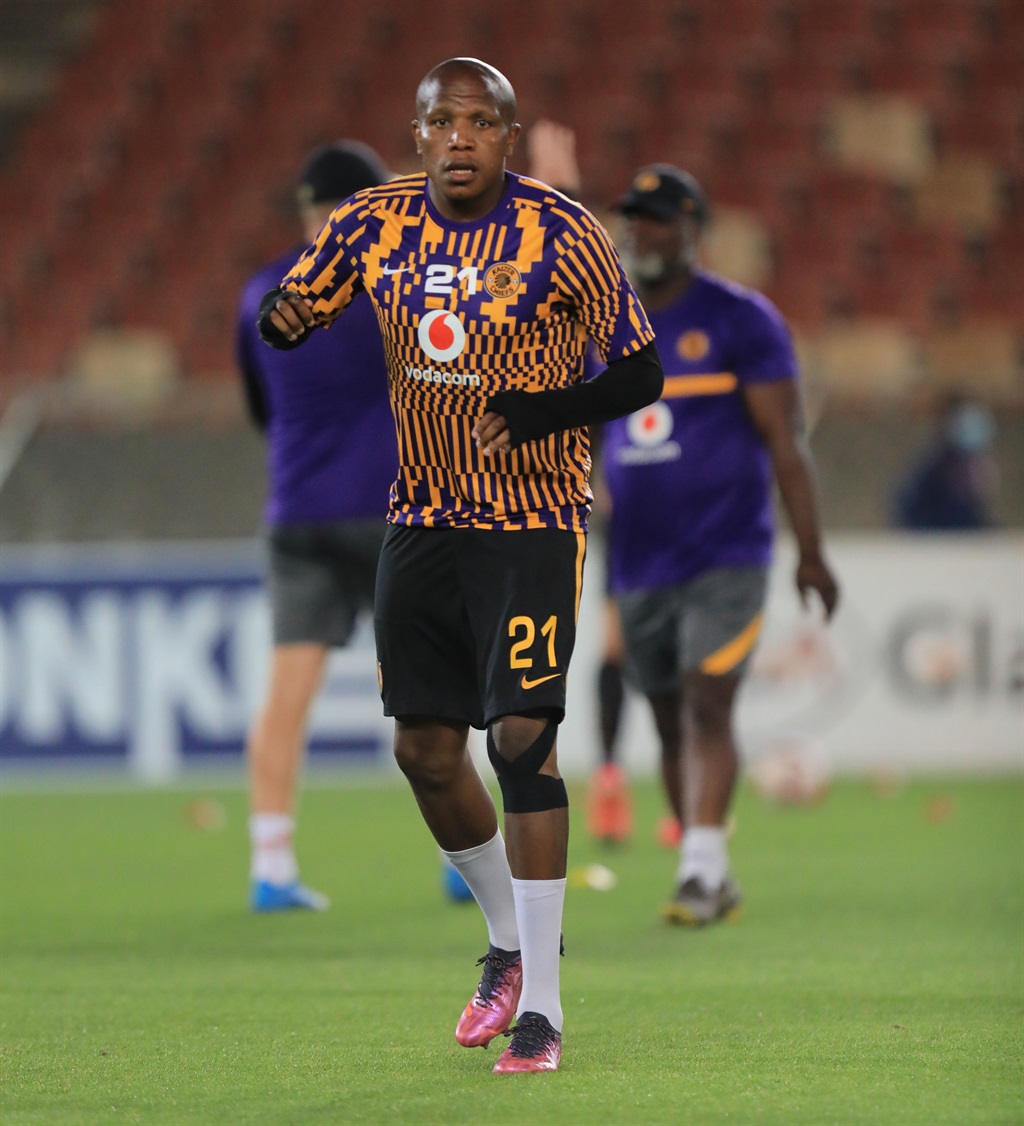 Lebogang Manyama for Kaizer Chiefs warming up during the DStv Premiership 2021/22 match between Baroka FC and Kaizer Chiefs held at Peter Mokaba Stadium in Polokwane on 26 February 2022 