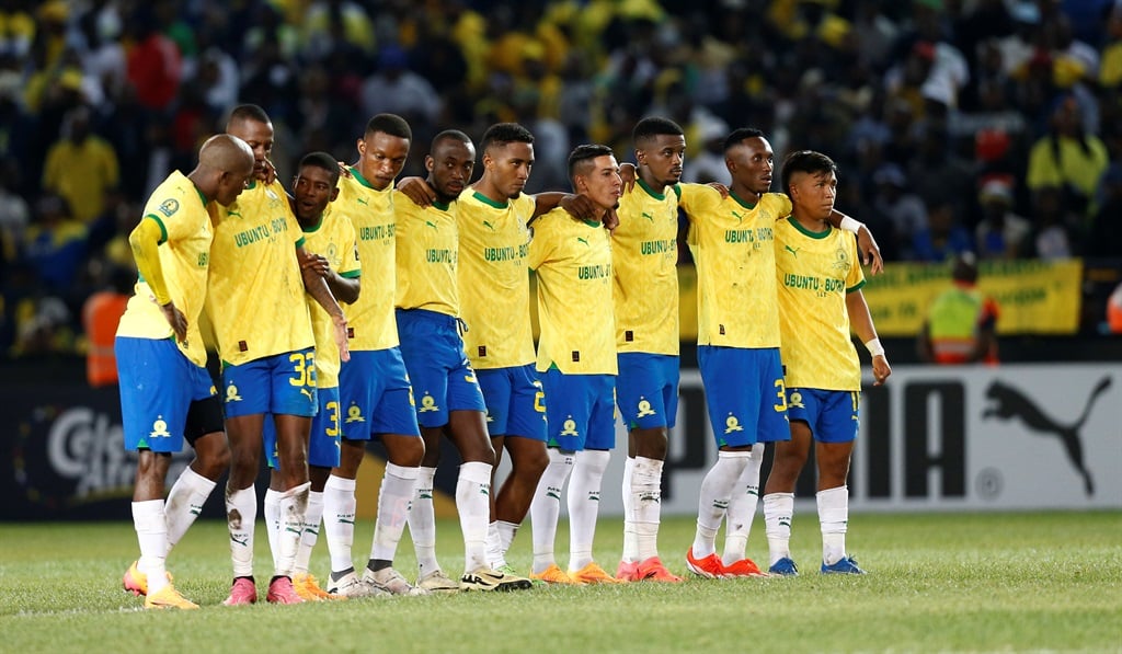 PRETORIA, SOUTH AFRICA - APRIL 05: Mamelodi Sundowns moments before the penalty shootouts during the CAF Champions League match between Mamelodi Sundowns and Young Africans SC at Loftus Versfeld Stadium on April 05, 2024 in Pretoria, South Africa. (Photo by Gallo Images)