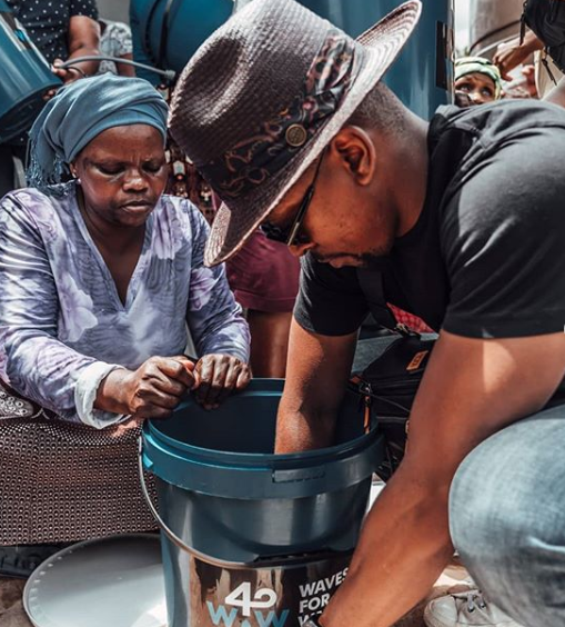 Maps Maponyane helps the community of Langrug get access to clean water.
Photo: Instagram