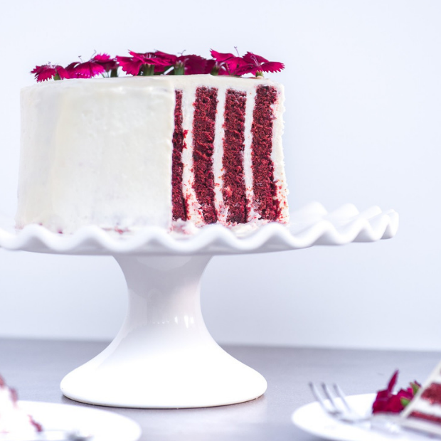 Vertical red velvet cake