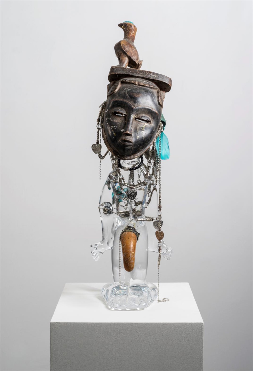 Pascale Marthine Tayou, Mask, 2016, crystal, mixed medium, 74x24x21cm 