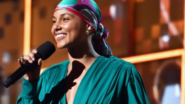 Alicia Keys speaks onstage during the 61st Annual GRAMMY Awards