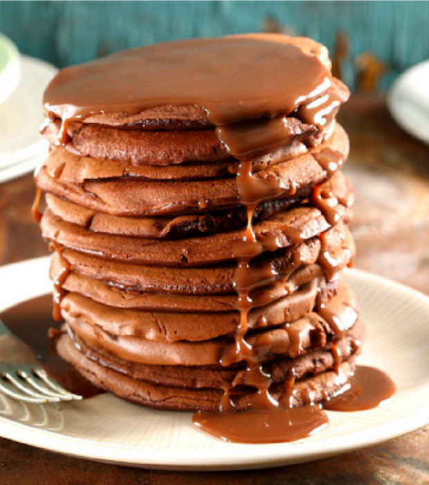 Gooey chocolate pancakes