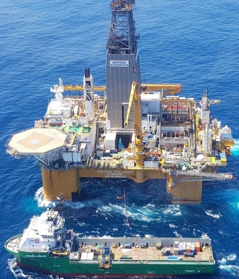 Total's exploration platform on the South Coast near Mossel Bay. Photo: Total