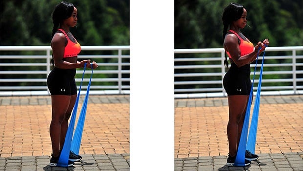 6. Resistance band bicep curl