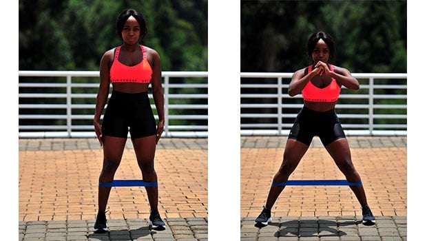 2. Lateral Lunges: Place the resistance band around