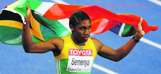 Caster Semenya, then aged 18, celebrates her maiden senior global 800m title at the IAAF World Championships in Germany a decade ago Picture: Andy Lyons / Getty Images